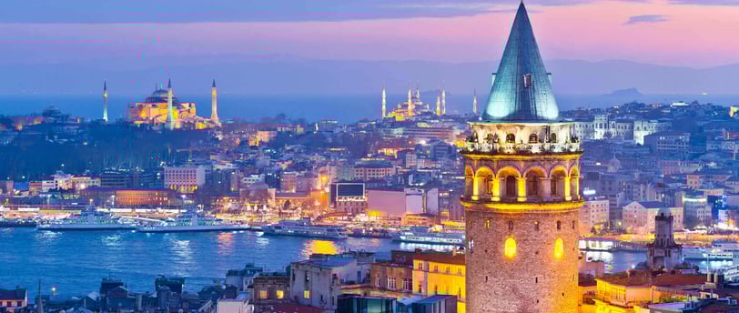 beautiful view of istanbul galata and aya sofia