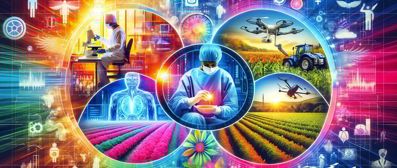 AI integration in healthcare, agriculture, and security sectors for 2024 trends.