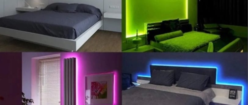 Decoração em quarto com fitas de led