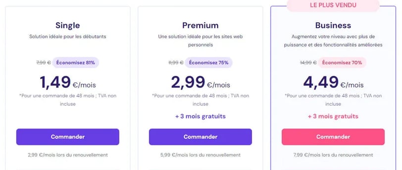 pricing page with pricing options for a website