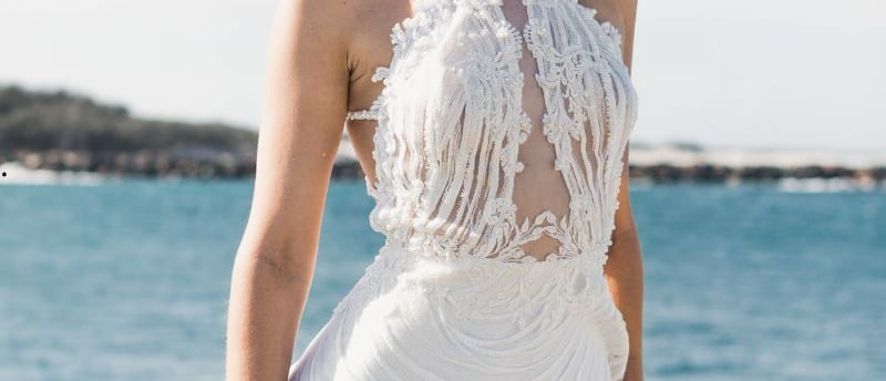 beaded pearl wedding dress