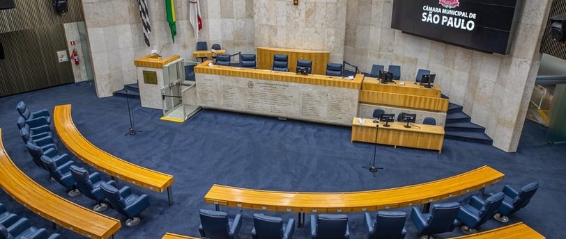 A plenária da Câmara Municipal de São Paulo com suas 55 cadeiras — Foto: CMSP/divulgação
