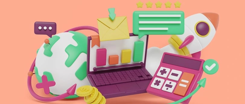 Símbolos relacionados ao marketing digital para advogados