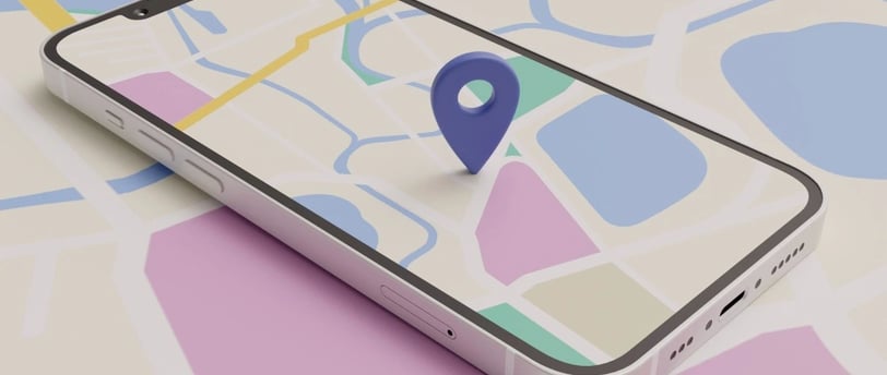 Celular com ícone de endereço físico