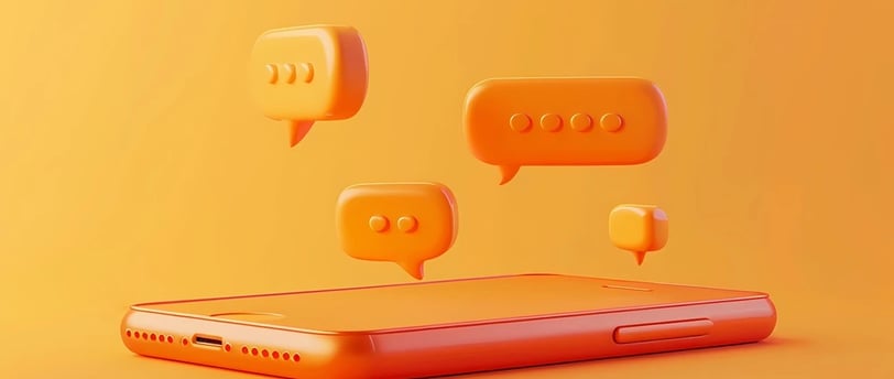 Celular com ícones relacionados a conversas