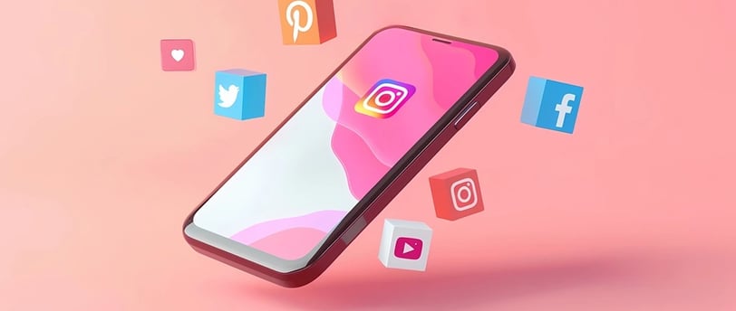 Celular com ícones de redes sociais