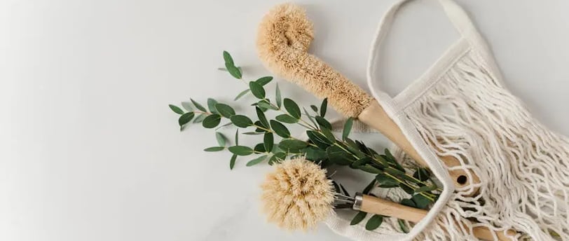 a bagel of scrubs and a brush