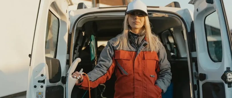a cleaning lady going for post construction cleaning