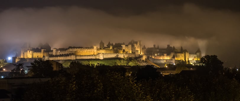 Night view of the Cité de Carcassonne