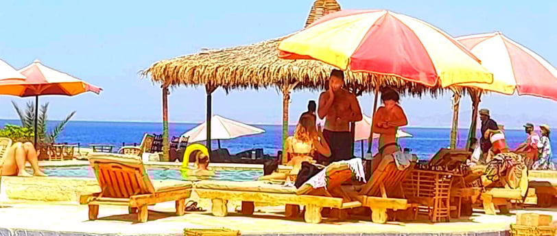 Enjoying the swimming pool at Bedouin star