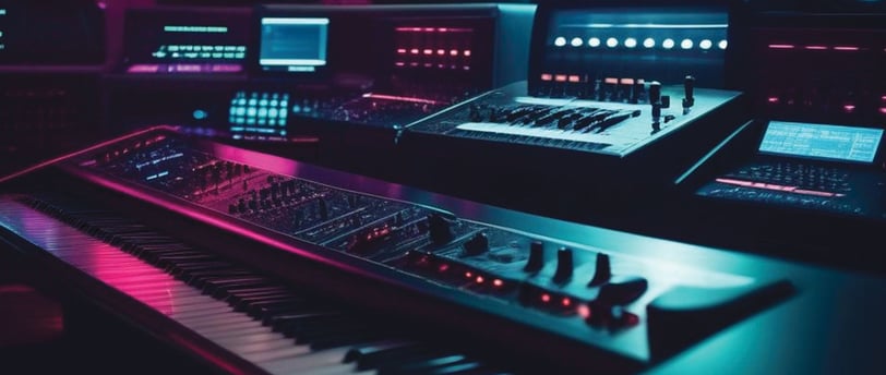 a keyboard and a keyboard in a recording studio