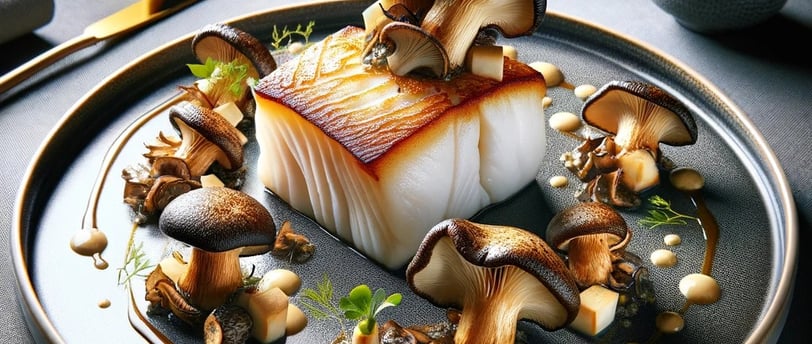 lejra cod fish fillet with mushrooms porcini