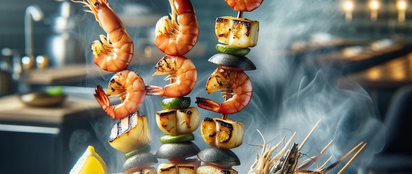 lejra skewers food with shrimp and shrimp
