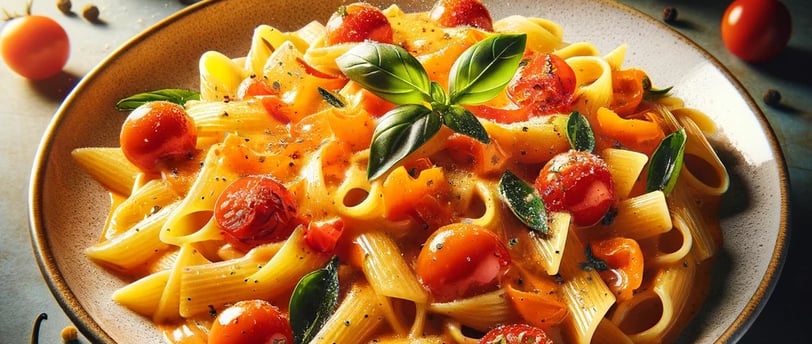 Lejra pasta bell pepper cherry tomatoes