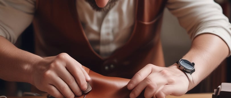 a leather crafter working on a project
