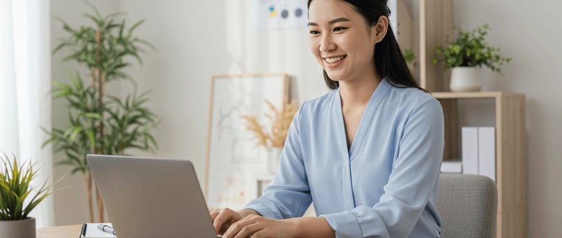 Virtual assistant from Philippines smiling and working