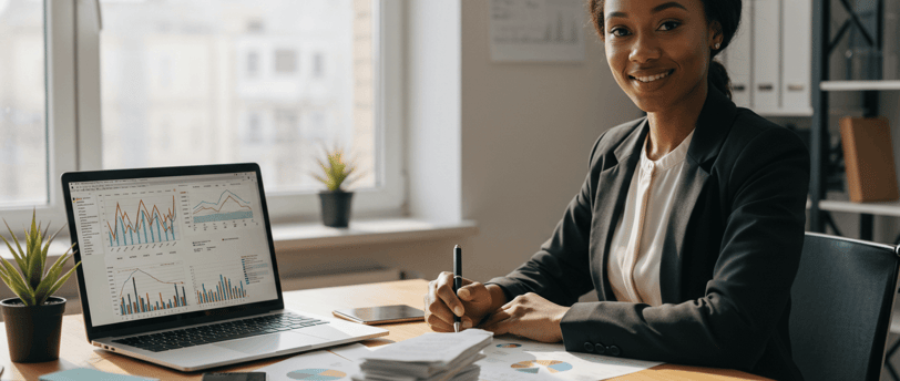 Smiling bookkeeper professional woman