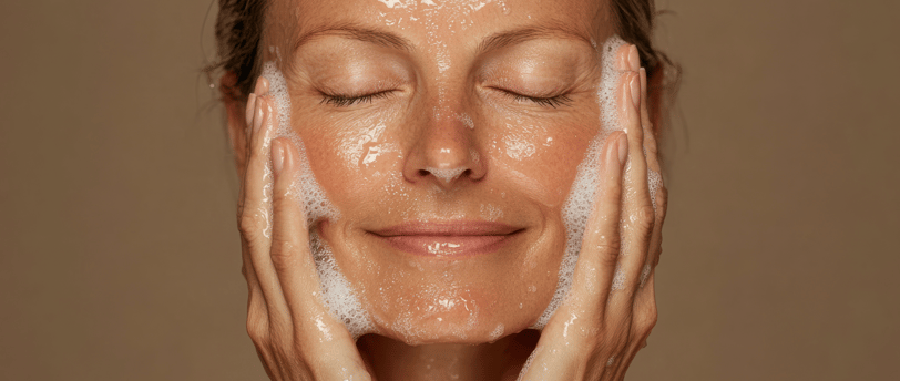 woman doing skincare treatment at home