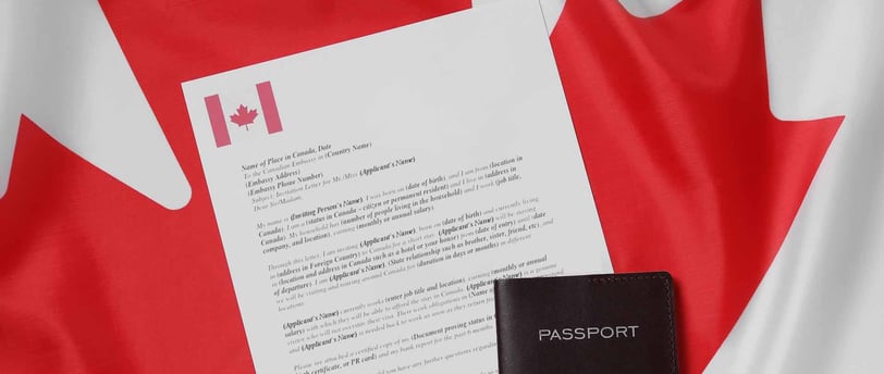 a passport case sitting on a canadian flag