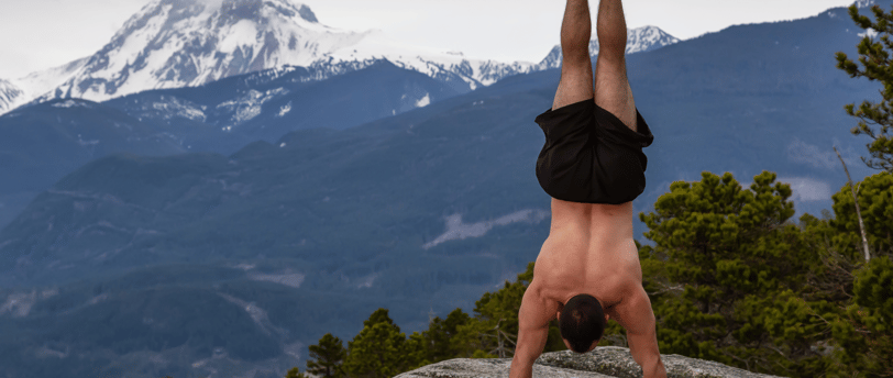 Man performing exercises outside