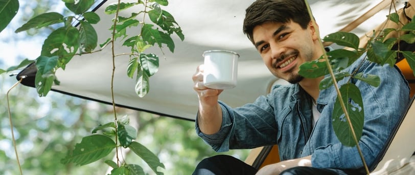 Man drinking a cup of coffee