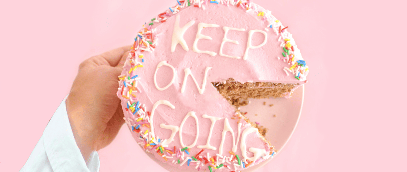 image of a cake that says KEEP ON GOING