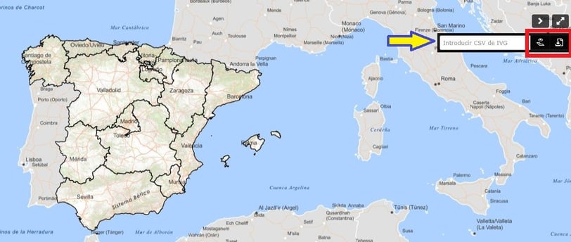 Mapa España informe validación con CSV