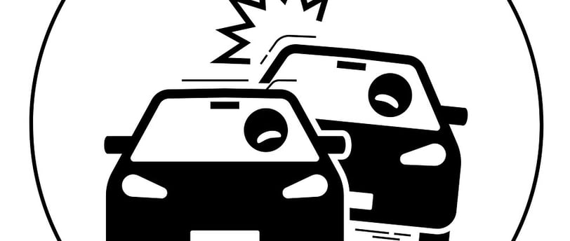 Image of of car accident using black and white cartoon drawing. Accident caused gastroparesis.