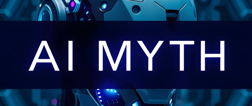 a robot with a helmet on it and a sign that says ai myth