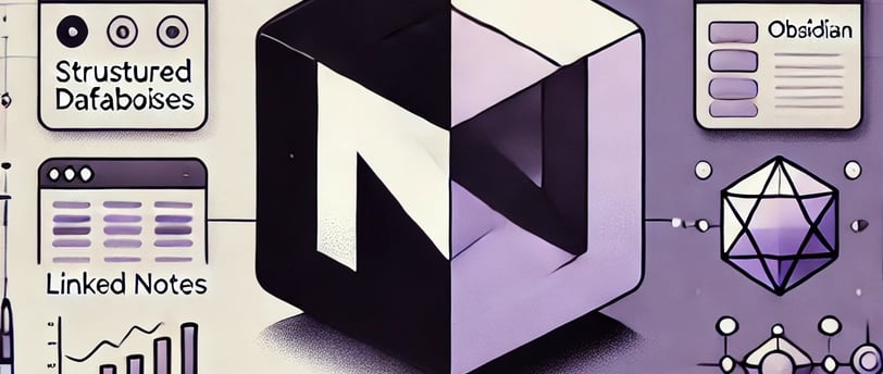 Notion and obsidian logo against each other