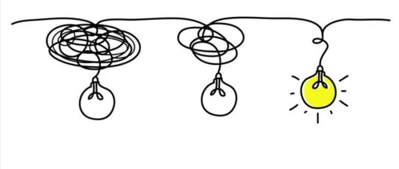Lightbulbs on tangled wire.
