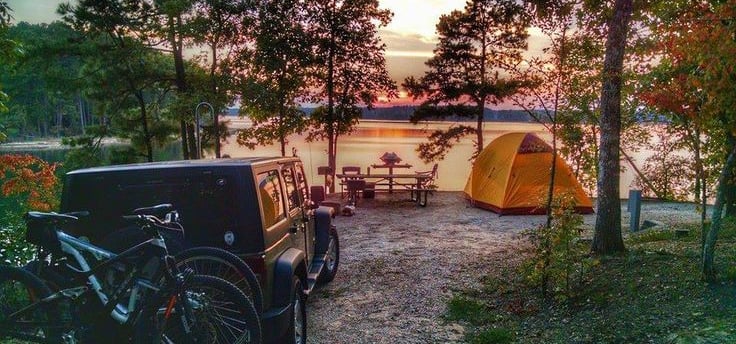 a tent pitched up in a campsite