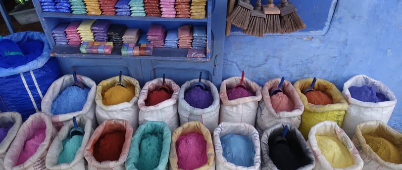 a bunch of bags of colored dye dye