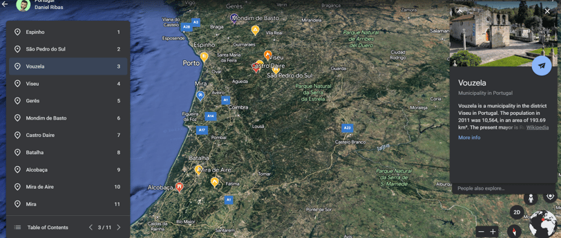 the map of Portugal