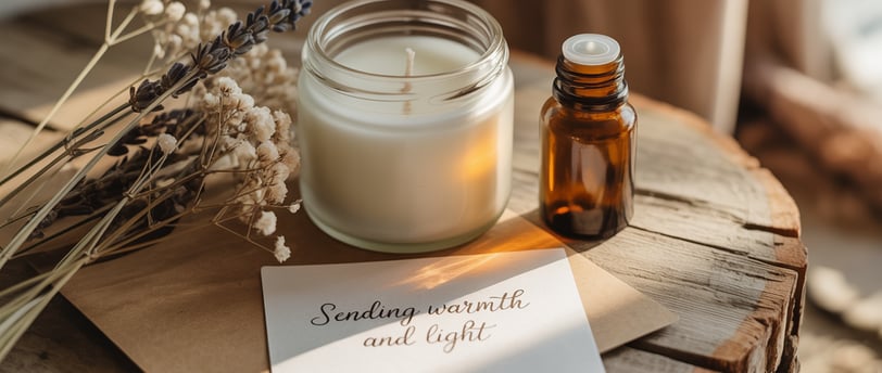 Set quà tặng nến thơm Hà Nội với hoa khô và tinh dầu trong không gian ấm áp