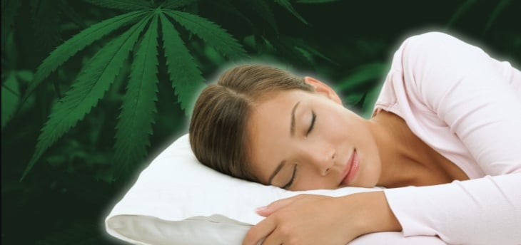 a woman is sleeping on a pillow with a marijuana leaf