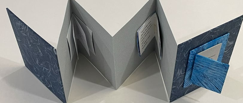 Accordion with Japanese paper and small book on cover - Bound Impressions