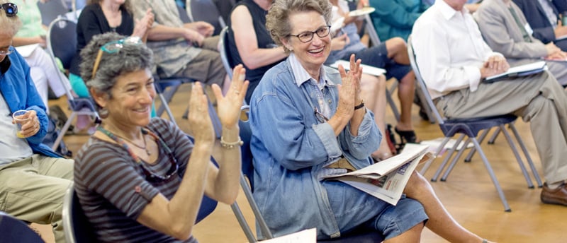 Community meeting in the common house