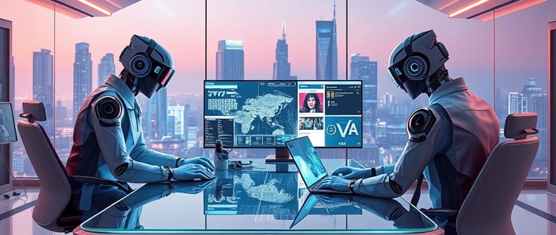 robots working in a futuristic office