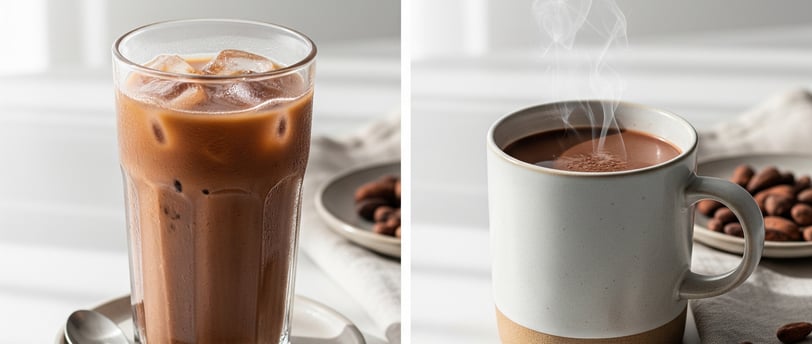  Caffè VIVA Choco Blend served as a cozy mug of hot chocolate and a refreshing glass of iced choco.