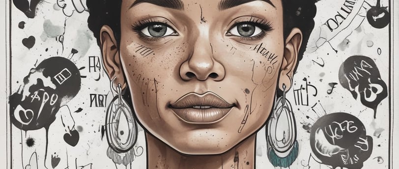 a woman with tattoos on her face and neck