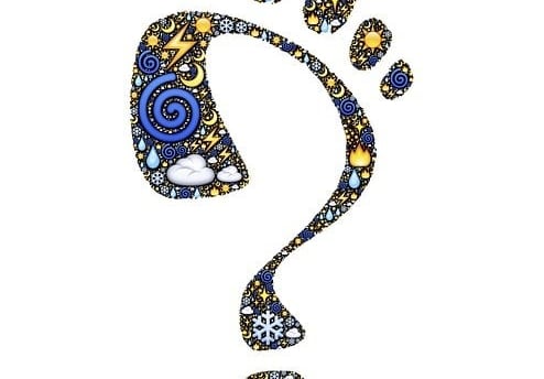 illustration, empreinte multicolore de pied sous forme de point d'interrogation
