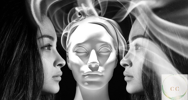 visages, photo montage noir et blanc