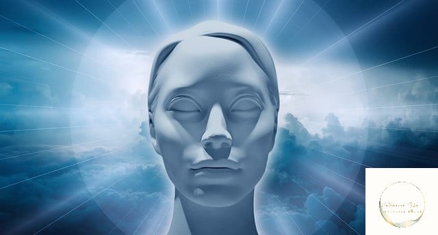 illustration, visage, rayonnement, méditation