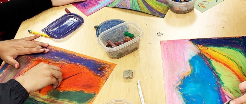 coloring landscapes using oil pastels