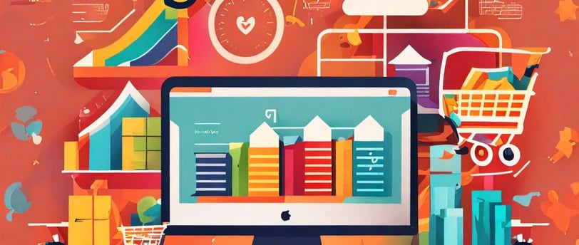 a screen with marketing graphics