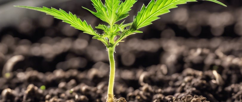 a small plant in a potted potted in dirt