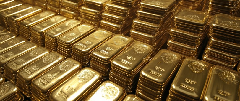a bunch of gold bullion bars