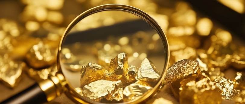 fake gold under a magnifying glass
