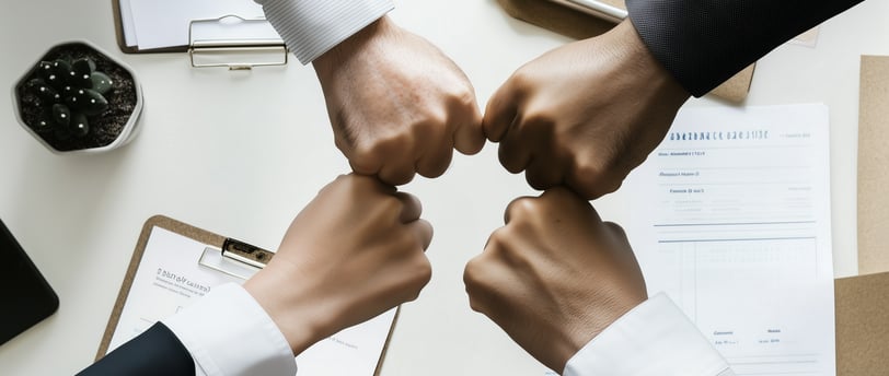 four founders fistbumping at company creation